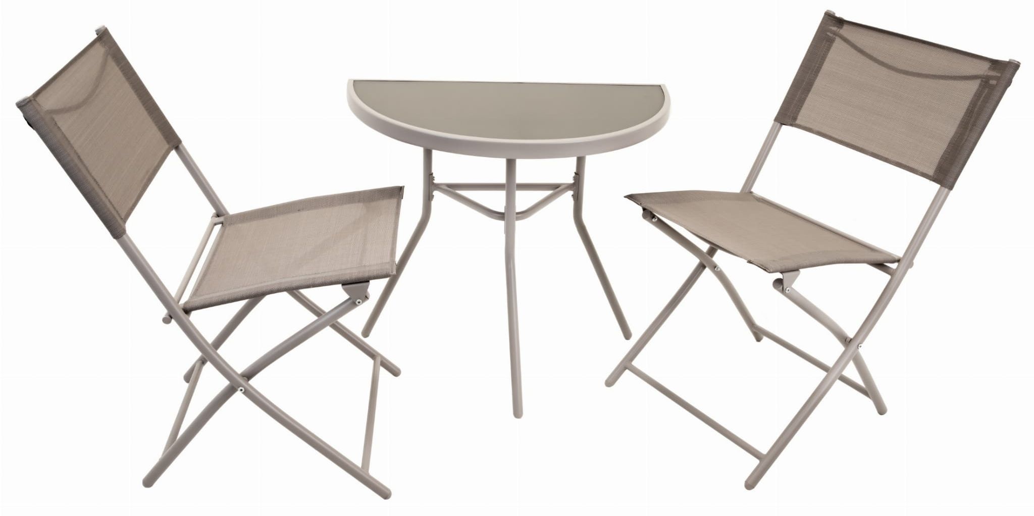 Jumi Balkónový set kovový 2+1 s polguľatým stolíkom Dora béžový 5